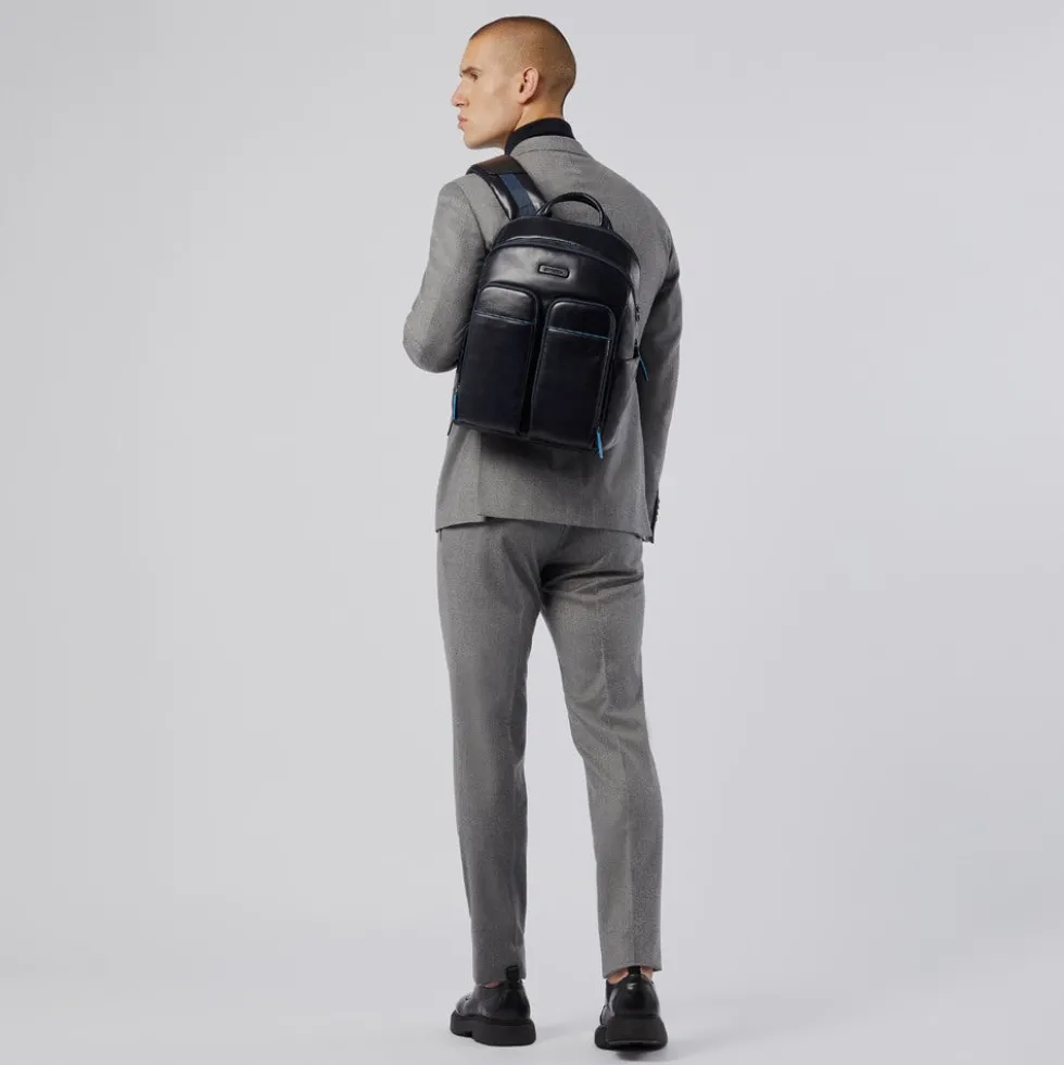 PIQUADRO Zaino Uomo in Pelle Blu con Porta IPad Linea Blue Square - CA5574B2V
