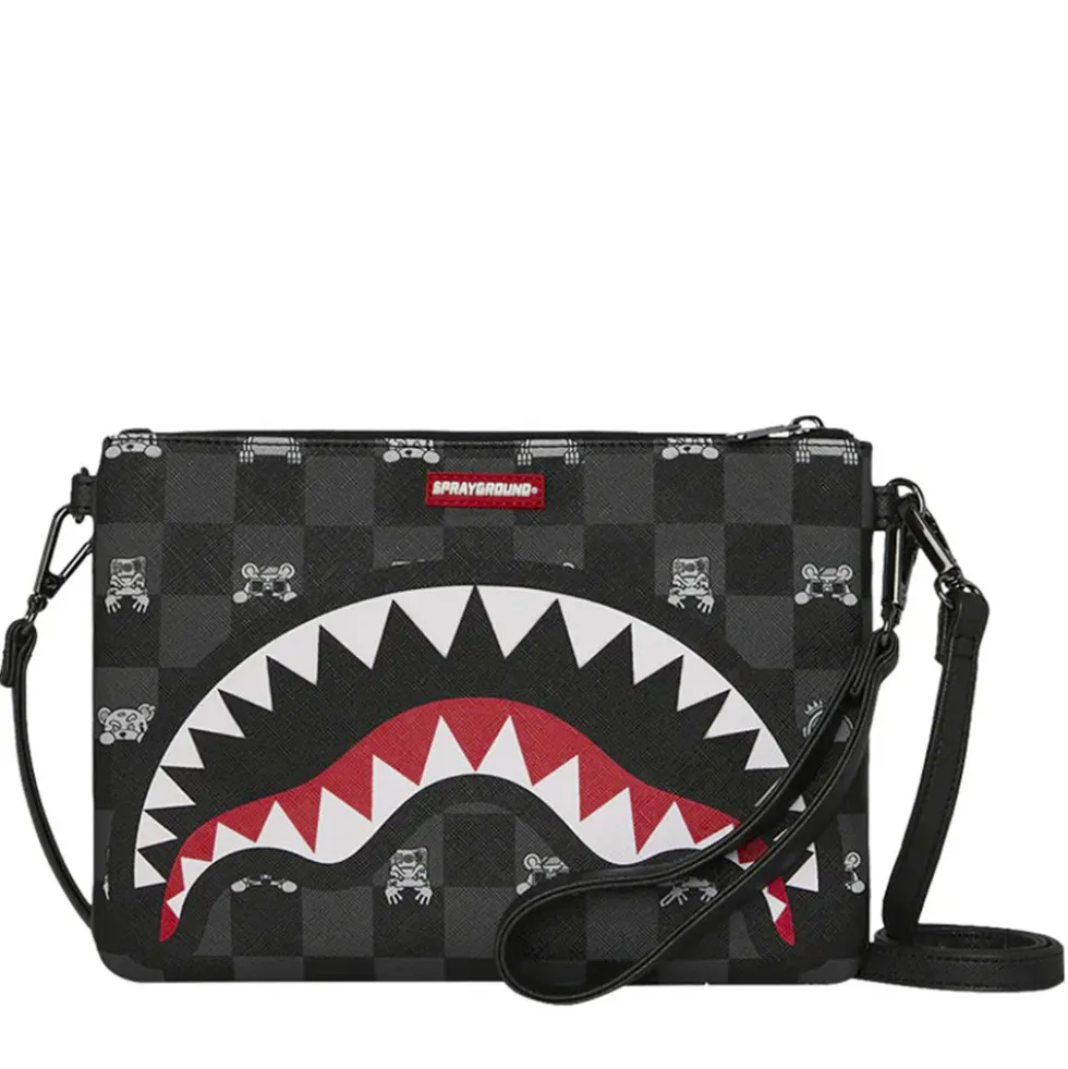 Pochette con Tracolla SPRAYGROUND stampa Gray Peeking Character Check