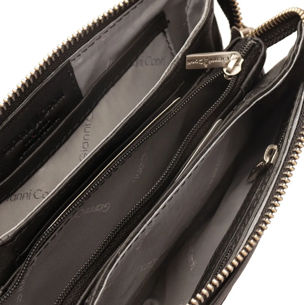Pochette Donna a Tracolla GIANNI CONTI in Pelle Liscia Nera 585522