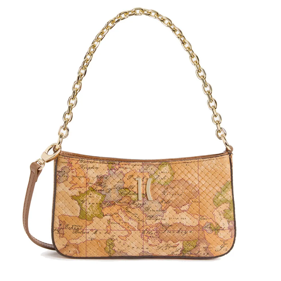 Pochette Donna con Catena 1A Classe Alviero Martini linea Vela Bag in Nappa stampa Geo Classic PO52