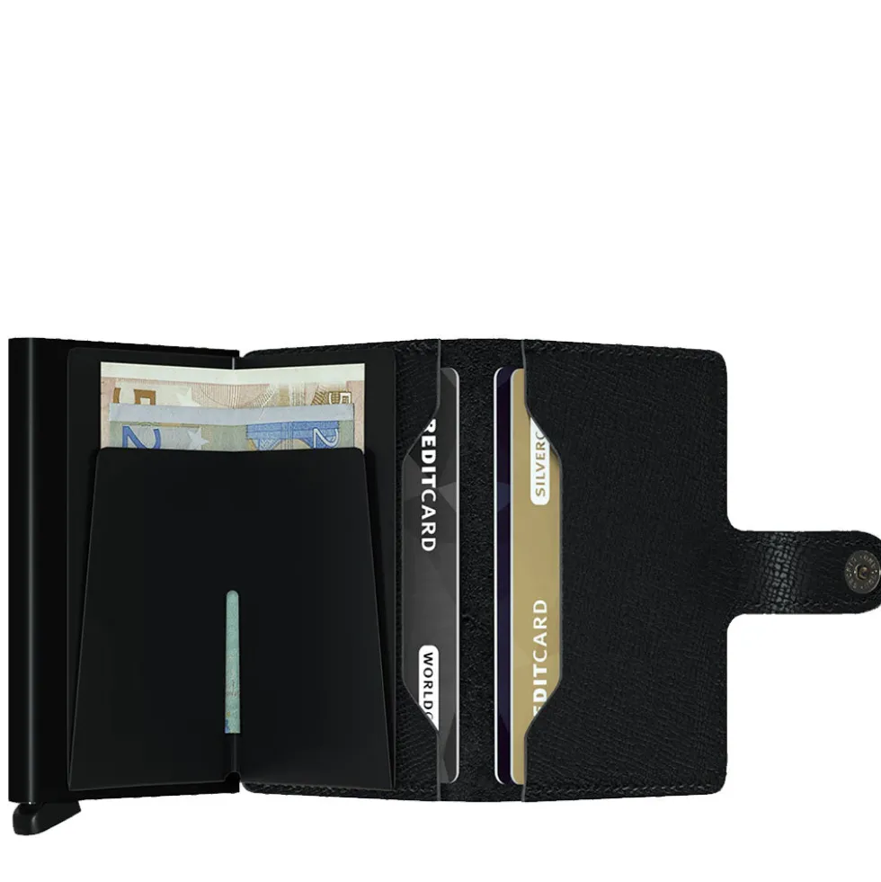 Porta Carte con Clip SECRID linea Miniwallet Crisple in Pelle Nero con RFID