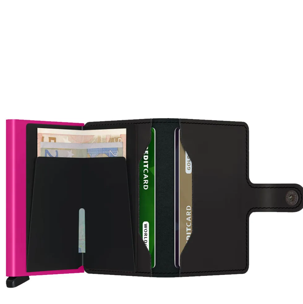 Porta Carte con Clip SECRID linea Miniwallet Matte Black e Fuchsia con RFID