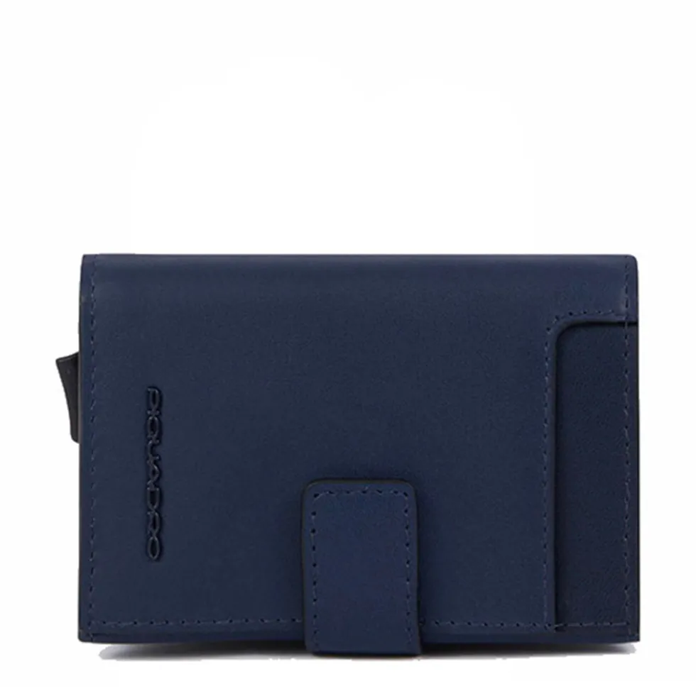 Porta carte di credito in metallo PIQUADRO in Pelle Blu PP5649W122R