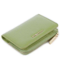 Portacarte Mini COCCINELLE in Pelle Linea Metallic Soft colore Guacamole