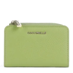Portacarte Mini COCCINELLE in Pelle Linea Metallic Soft colore Guacamole