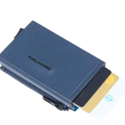 Portacarte PIQUADRO in Pelle e Alluminio con RFID Blu Linea Atlas - PP5585S138R