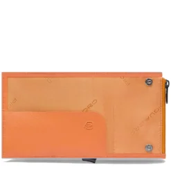 Portacarte PIQUADRO in Pelle e Alluminio con RFID Colore Arancione Linea Atlas - PP5585S138R
