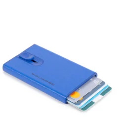 Portacarte PIQUADRO in Pelle e Alluminio con RFID Colore Blu - PP4825EMR