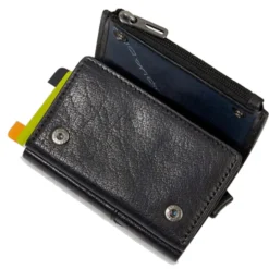 Portacarte PIQUADRO in Pelle e Alluminio con RFID Colore Nero Linea Solm - PP5585S141R