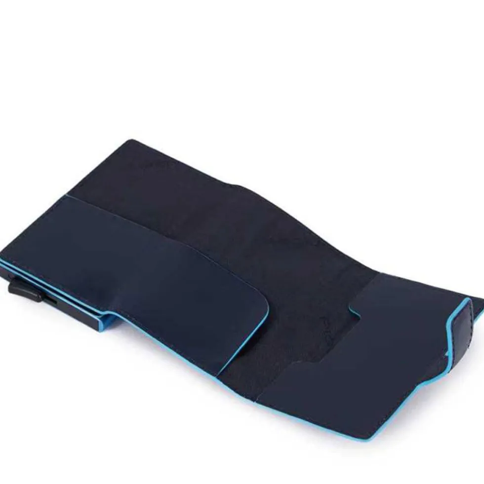 Portacarte PIQUADRO in Pelle e Alluminio con RFID in Pelle Blu - PP5649B2RBLR