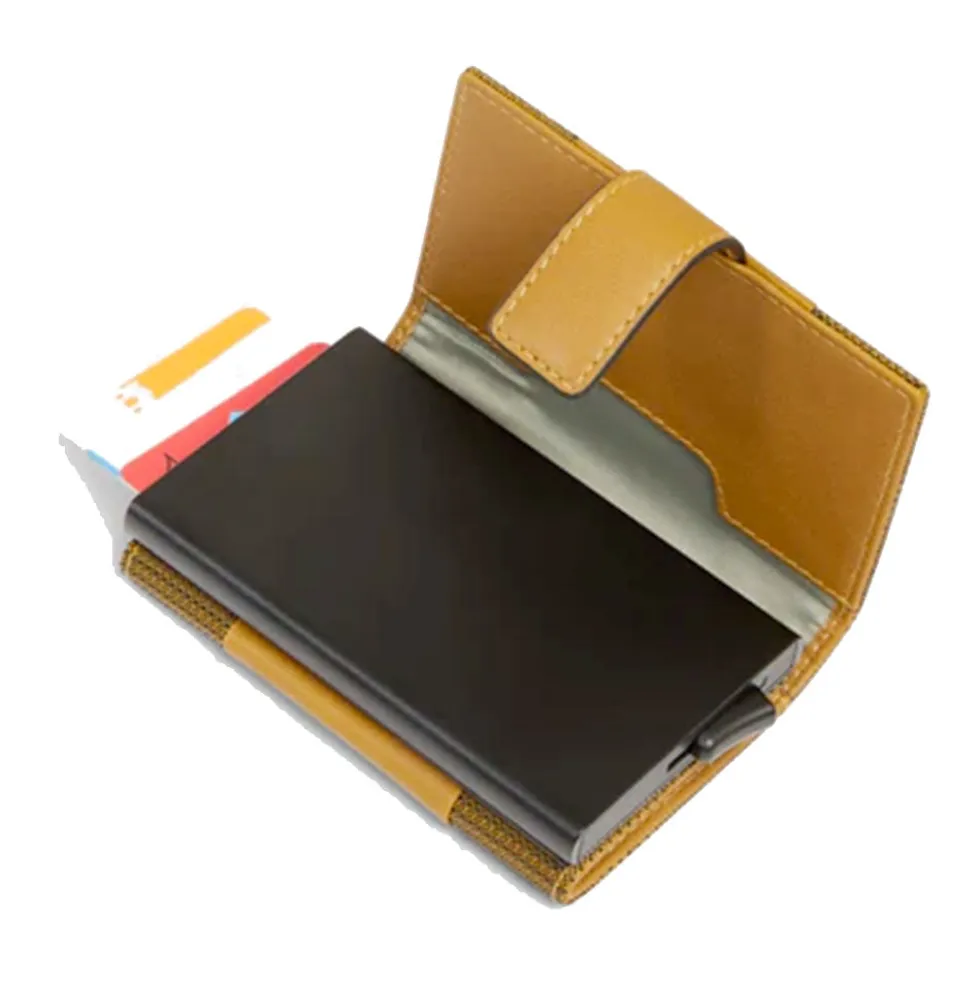 Portacarte PIQUADRO in Tessuto e Alluminio con RFID Colore Senape Linea Pq - Earth - PP5649S137R
