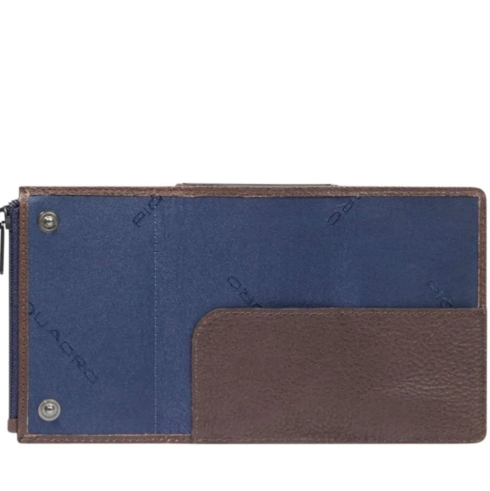 Portacarte PIQUADRO in Tessuto e Pelle e Alluminio con RFID Colore Blu- Testa Moro - PP5585W138R