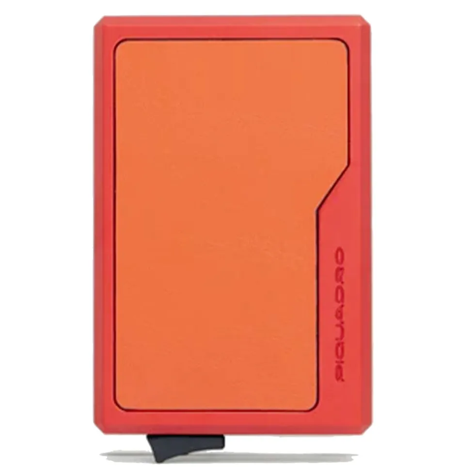 Portacarte PIQUADRO MagSafe in Alluminio e Pelle con RFID Colore Arancio - PP7072S145R