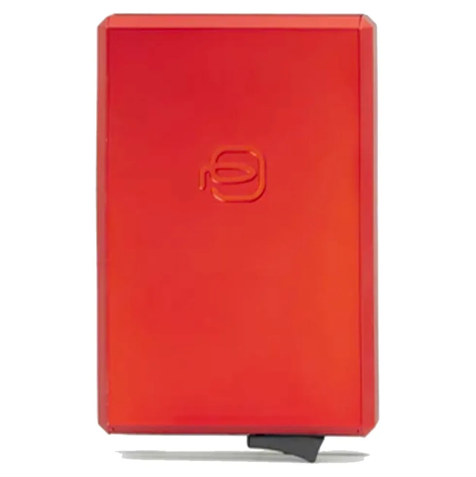 Portacarte PIQUADRO MagSafe in Alluminio e Pelle con RFID Colore Arancio - PP7072S145R