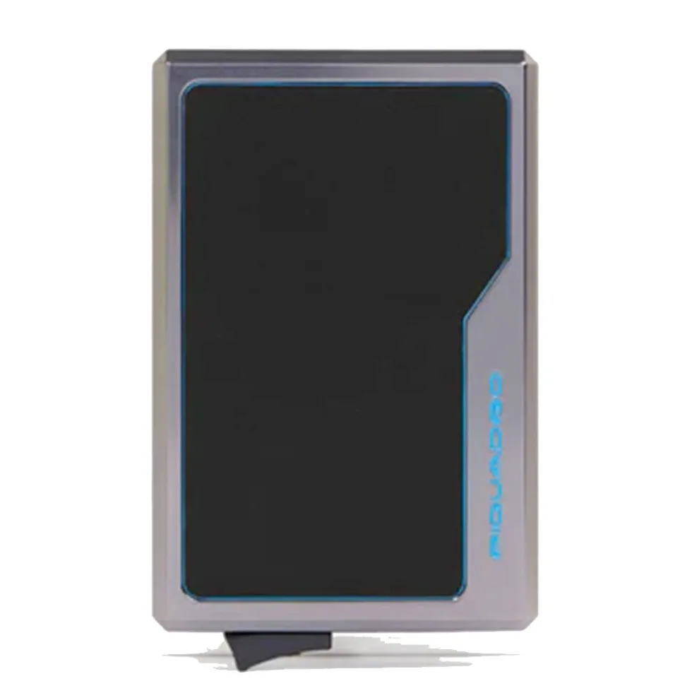 Portacarte PIQUADRO MagSafe in Alluminio e Pelle con RFID Colore Nero - PP7072B2R