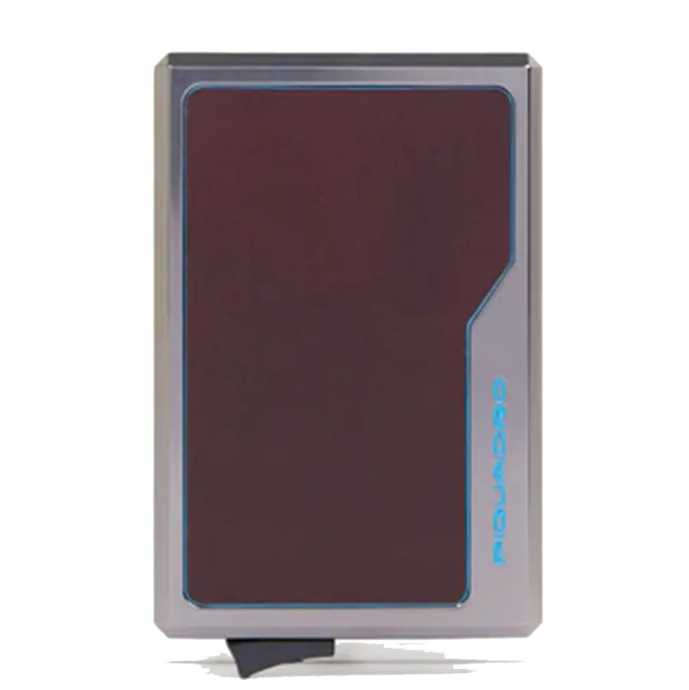 Portacarte PIQUADRO MagSafe in Alluminio e Pelle con RFID Colore Mogano - PP7072B2R