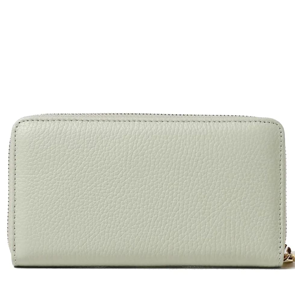 Portafoglio Donna COCCINELLE Zip Around in Pelle Celadon Green Linea Metallic Soft