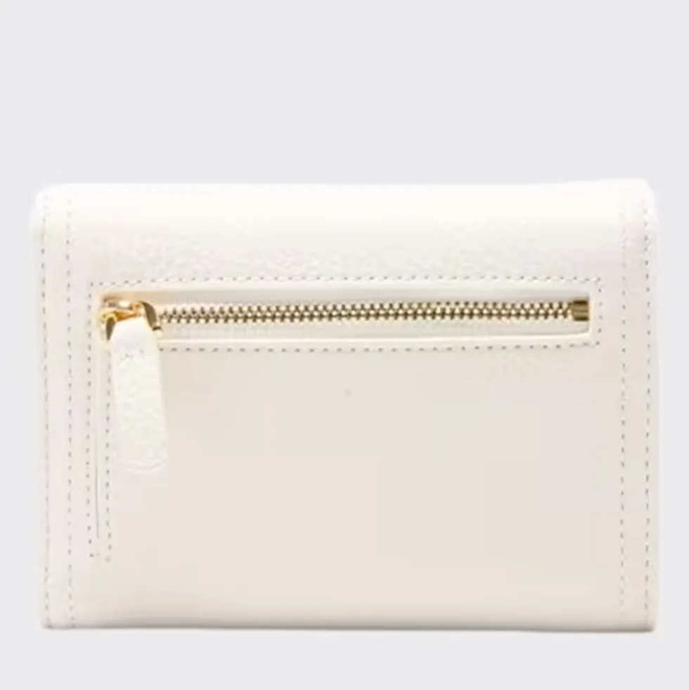 Portafoglio Donna COCCINELLE in Pelle Colore Blanco Linea Campus con Zip Posteriore