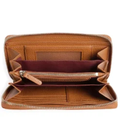 Portafoglio Donna COCCINELLE Zip Around in Pelle Cognac Linea Metallic Soft