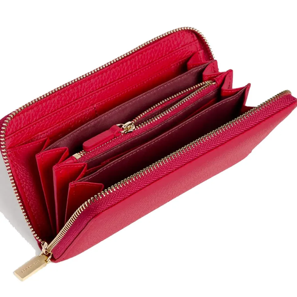 Portafoglio Donna COCCINELLE Zip Around in Pelle Scarlet Linea Metallic Soft
