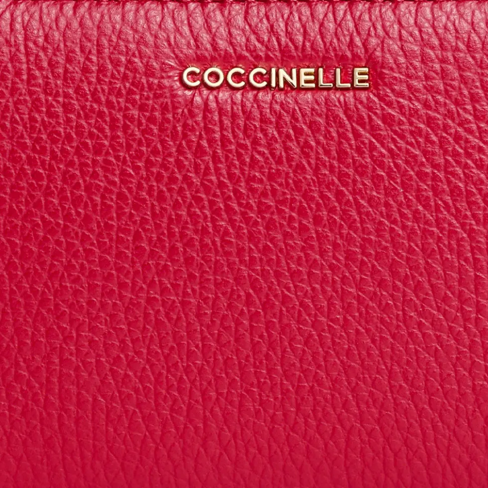 Portafoglio Donna COCCINELLE Zip Around in Pelle Scarlet Linea Metallic Soft