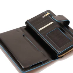 Portafoglio Donna Doppio Scomparto PIQUADRO In Pelle Nera - PD1354B2R Linea Blue Square