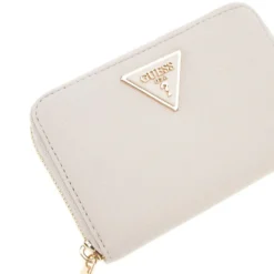 Portafoglio Donna GUESS Chiuso con Zip Linea Laurel Colore Ivory Misura Media
