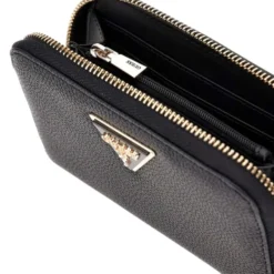 Portafoglio Donna GUESS Chiuso con Zip Linea Laurel Colore Nero Misura Media
