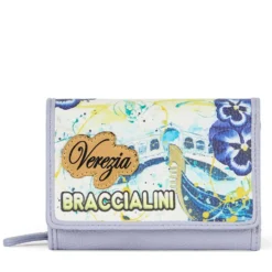 Portafoglio Donna Medio con Bottone BRACCIALINI linea Cartoline stampa Venezia