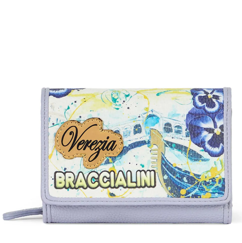 Portafoglio Donna Medio con Bottone BRACCIALINI linea Cartoline stampa Venezia