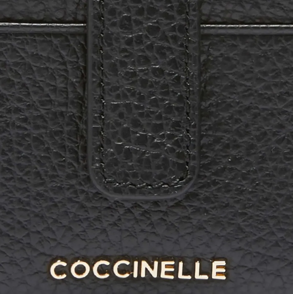 Portafoglio Donna Mini COCCINELLE in Pelle Colore Nero Linea Metallic Soft