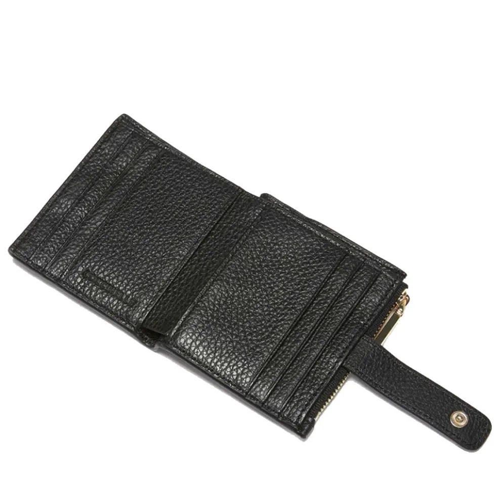 Portafoglio Donna Mini COCCINELLE in Pelle Colore Nero Linea Metallic Soft