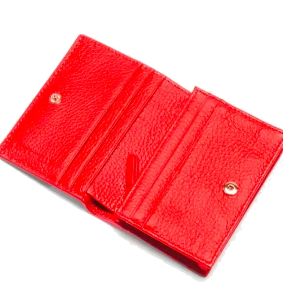 Portafoglio Donna Mini COCCINELLE in Pelle Linea Metallic Soft colore Gazpacho Chiuso con Bottone