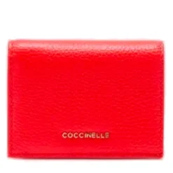 Portafoglio Donna Mini COCCINELLE in Pelle Linea Metallic Soft colore Gazpacho Chiuso con Bottone