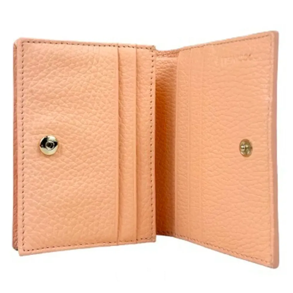 Portafoglio Donna Mini COCCINELLE in Pelle Linea Metallic Soft colore Sunrise Chiuso con Bottone