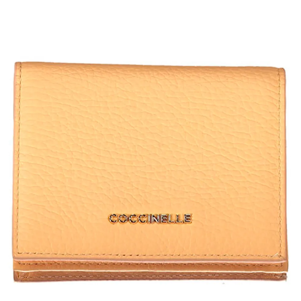 Portafoglio Donna Mini COCCINELLE in Pelle Linea Metallic Soft colore Sunrise Chiuso con Bottone