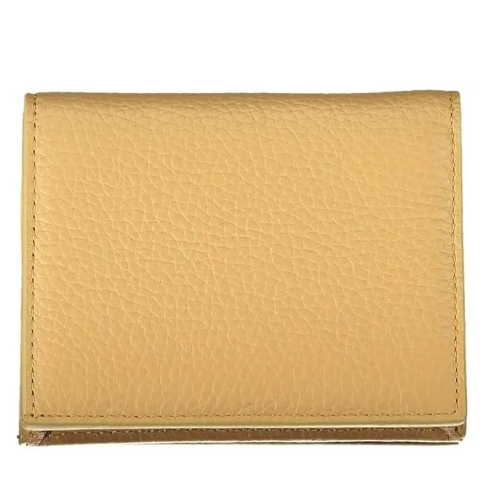 Portafoglio Donna Mini COCCINELLE in Pelle Linea Metallic Soft colore Fresh Beige Chiuso con Bottone