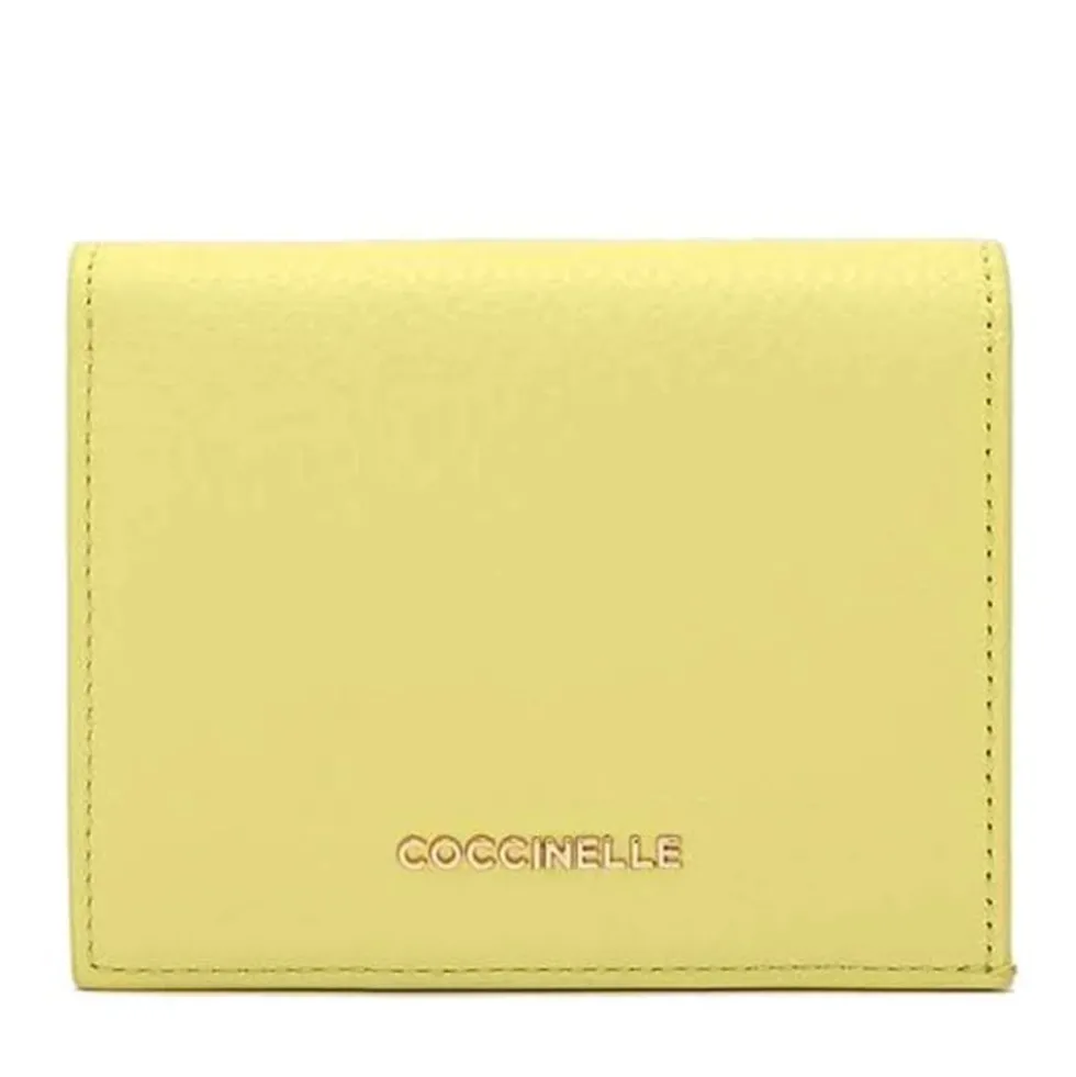 Portafoglio Donna Mini COCCINELLE in Pelle Linea Metallic Soft colore Lime Wash Chiuso