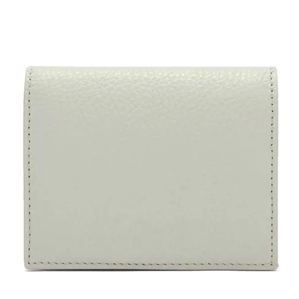 Portafoglio Donna Mini COCCINELLE in Pelle Linea Metallic Soft colore Celadon Green Chiuso con Bottone