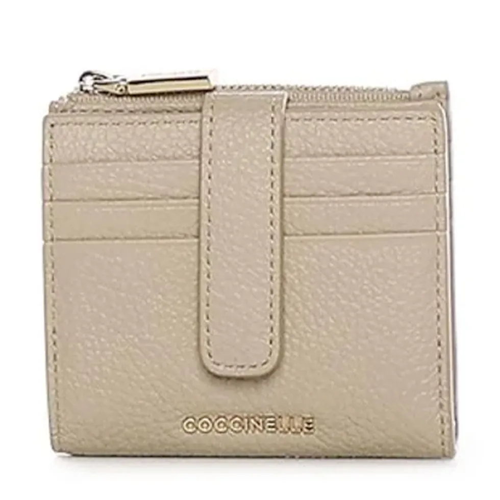 Portafoglio Donna Mini COCCINELLE in Pelle Colore Sandshell Linea Metallic Soft
