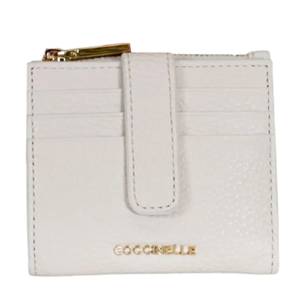 Portafoglio Donna Mini COCCINELLE in Pelle Colore Pearl Linea Metallic Soft