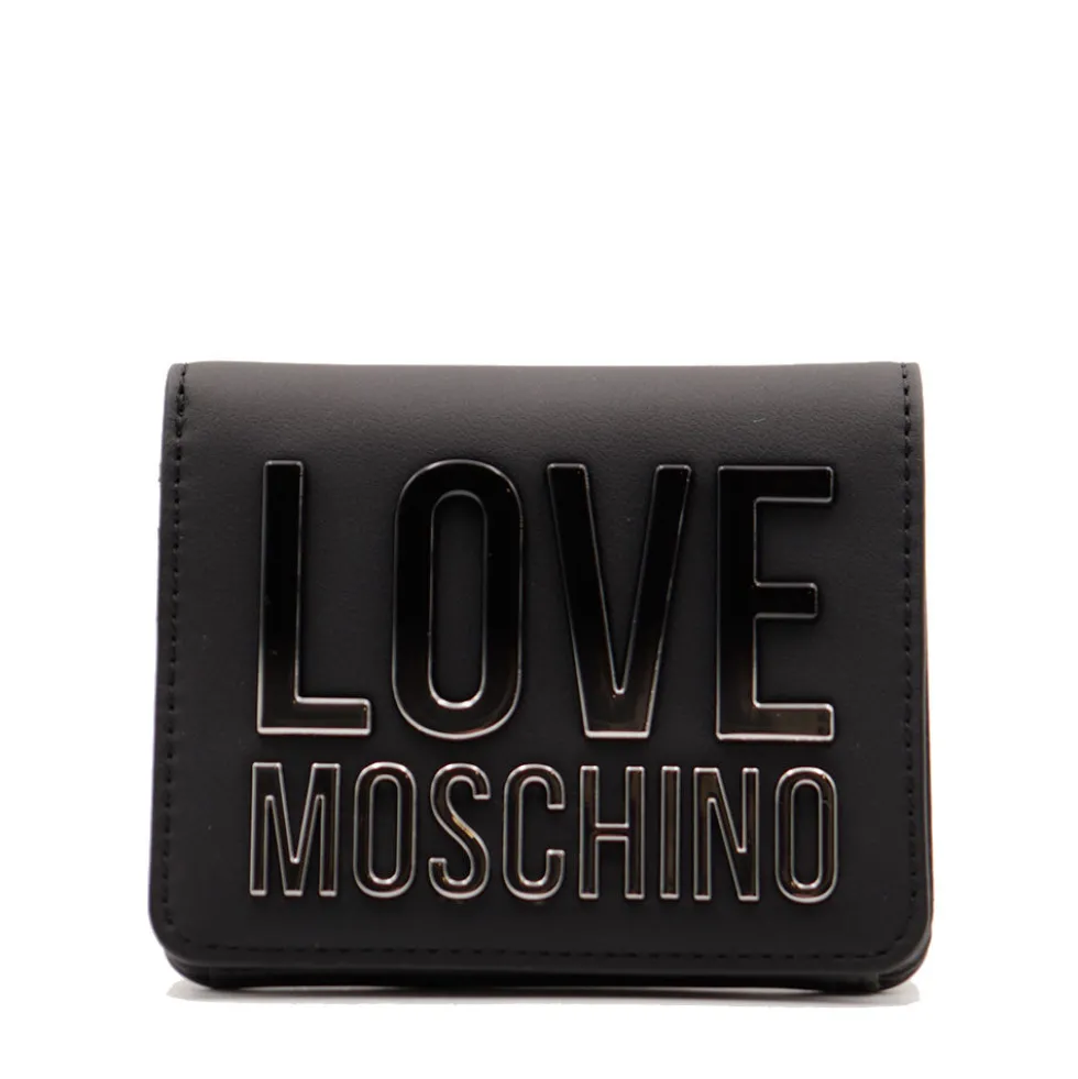 Portafoglio Donna Piccolo LOVE MOSCHINO Nero con Logo Lettering Sfumato