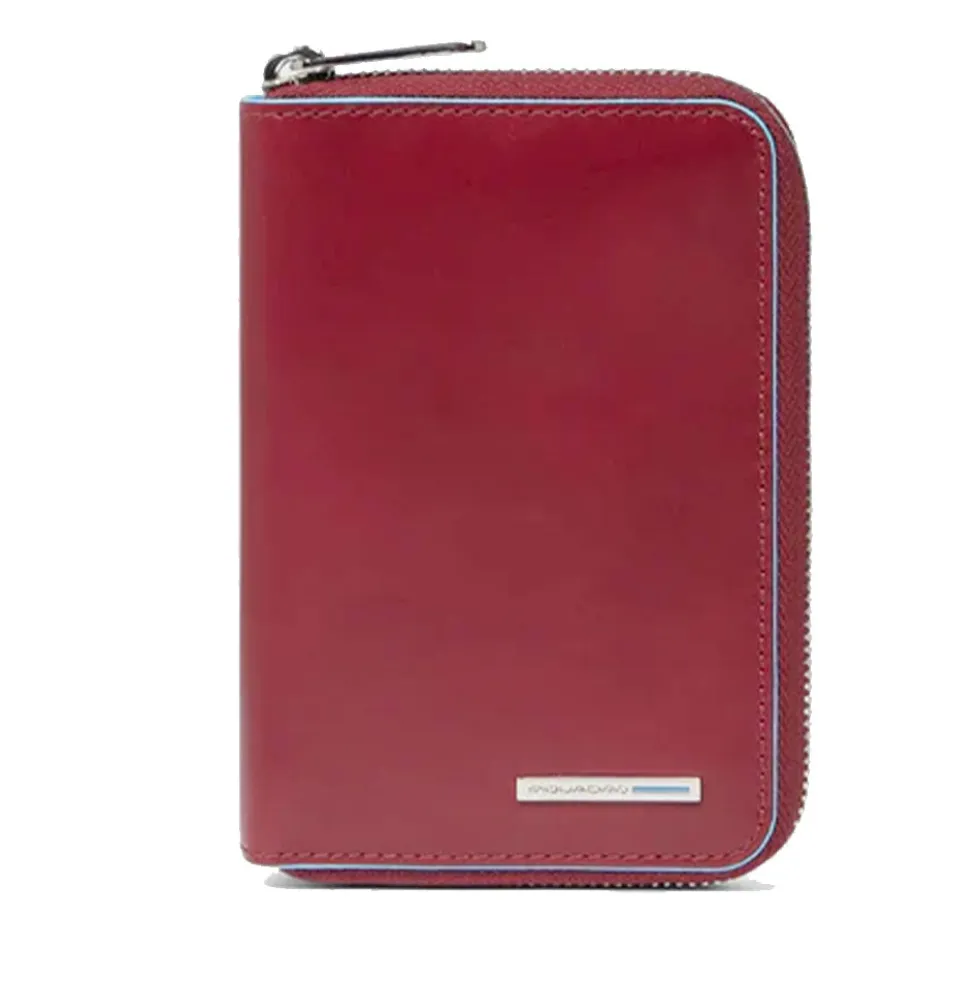 Portafoglio Donna Piccolo PIQUADRO In Pelle Rossa Linea Blue Square Chiusao con Zip - PD6557B2R
