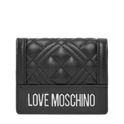 Portafoglio Donna Piccolo Trapuntato LOVE MOSCHINO linea Quilted Nero e Nikel