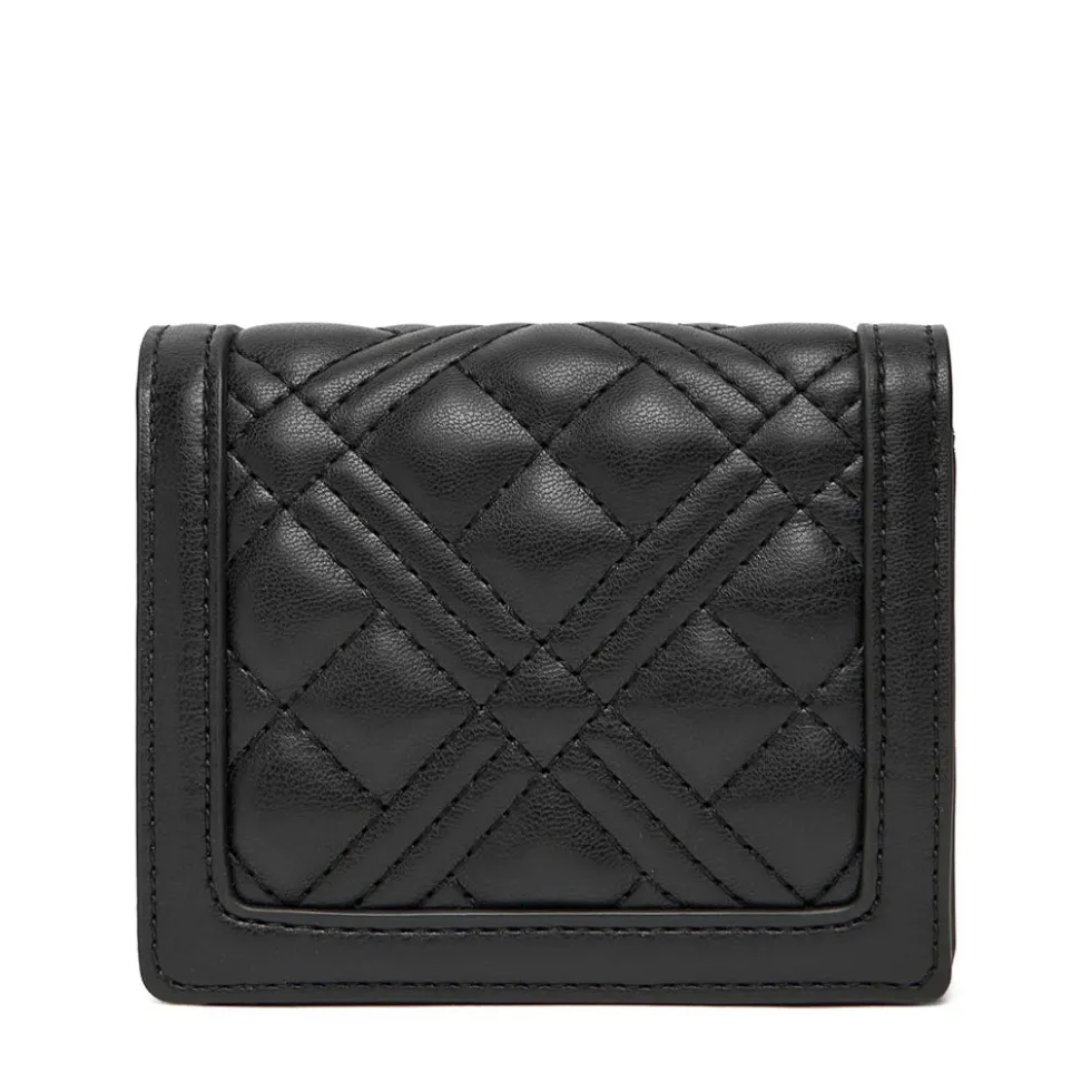 Portafoglio Donna Piccolo Trapuntato LOVE MOSCHINO linea Quilted Nero e Nikel