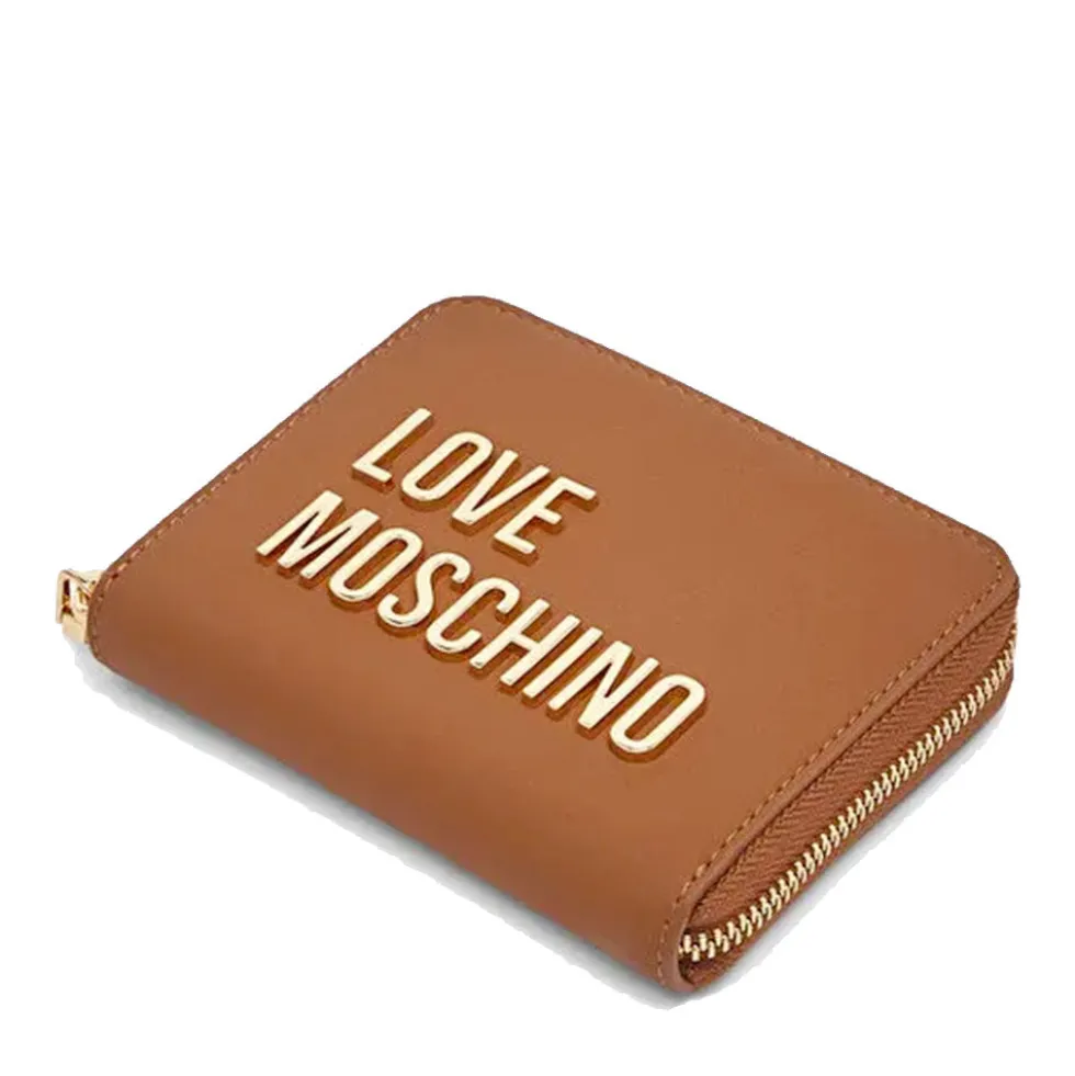 Portafoglio Donna Piccolo Zip Around LOVE MOSCHINO linea Bold Love color Cuoio