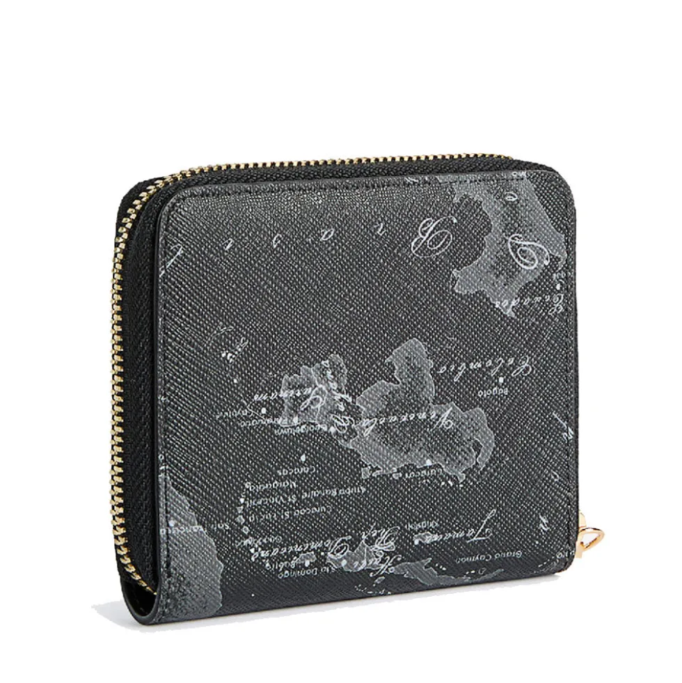 Portafoglio Donna Piccolo Zip Around 1A Classe Alviero Martini linea Folk Geo Night Nero PO98