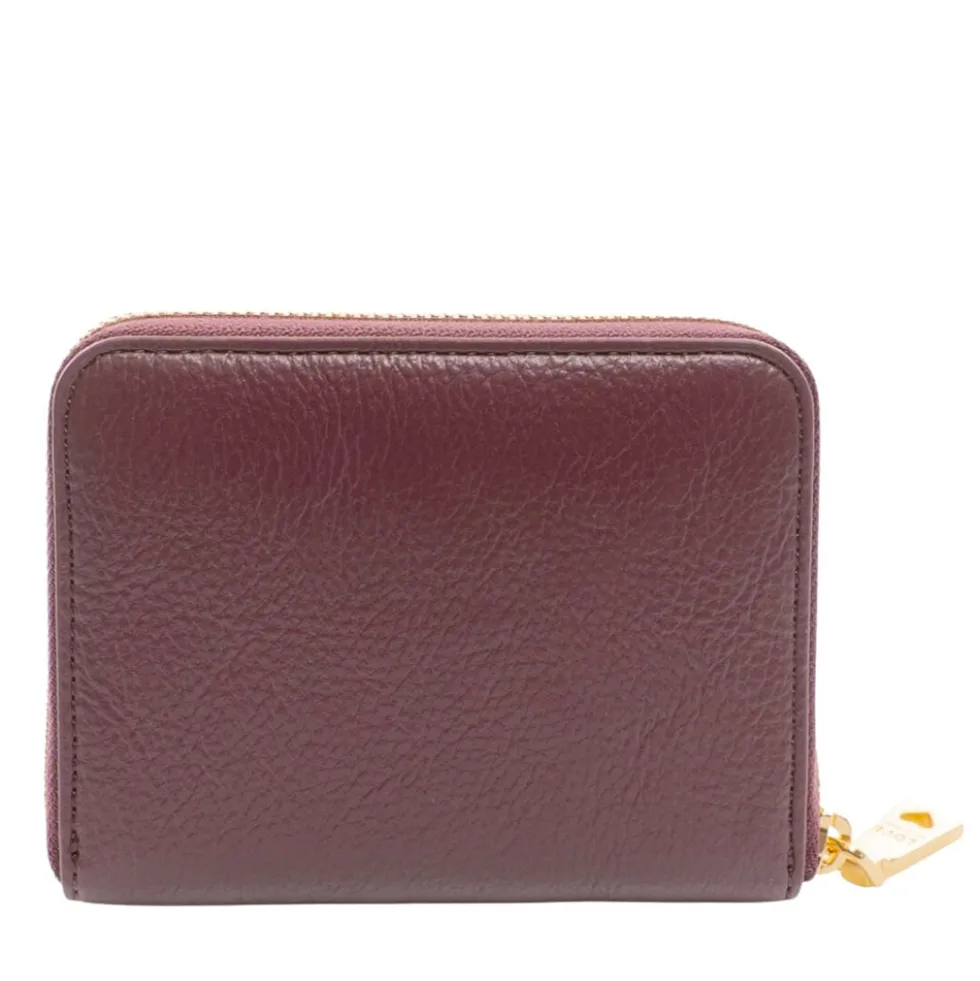 Portafoglio Donna Piccolo Zip Around LOVE MOSCHINO color Vino con Placca Logata