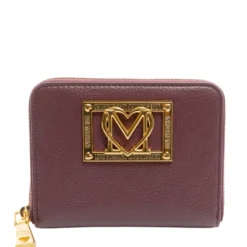 Portafoglio Donna Piccolo Zip Around LOVE MOSCHINO color Vino con Placca Logata
