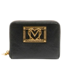 Portafoglio Donna Piccolo Zip Around LOVE MOSCHINO Nero con Placca Logata